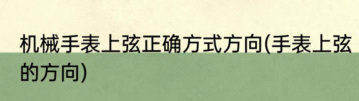 机械手表上弦正确方式方向(手表上弦的方向)