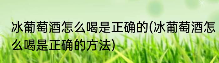 冰葡萄酒怎么喝是正确的(冰葡萄酒怎么喝是正确的方法)
