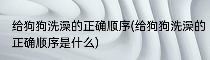 给狗狗洗澡的正确顺序(给狗狗洗澡的正确顺序是什么)