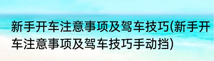新手开车注意事项及驾车技巧(新手开车注意事项及驾车技巧手动挡)