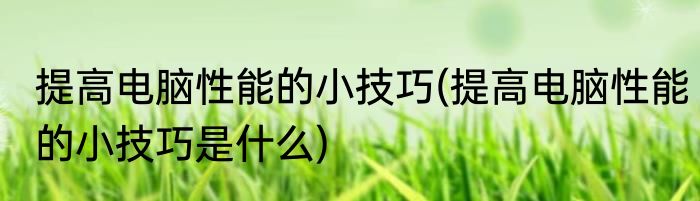 提高电脑性能的小技巧(提高电脑性能的小技巧是什么)