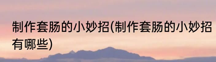 制作套肠的小妙招(制作套肠的小妙招有哪些)