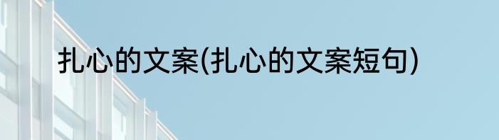 扎心的文案(扎心的文案短句)