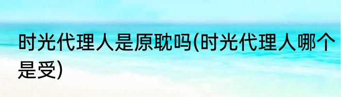 时光代理人是原耽吗(时光代理人哪个是受)