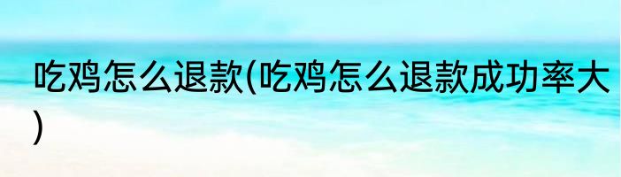 吃鸡怎么退款(吃鸡怎么退款成功率大)