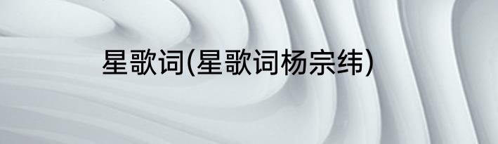 星歌词(星歌词杨宗纬)