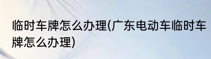 临时车牌怎么办理(广东电动车临时车牌怎么办理)