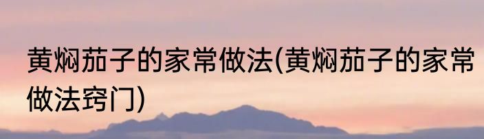 黄焖茄子的家常做法(黄焖茄子的家常做法窍门)