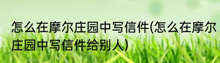 怎么在摩尔庄园中写信件(怎么在摩尔庄园中写信件给别人)