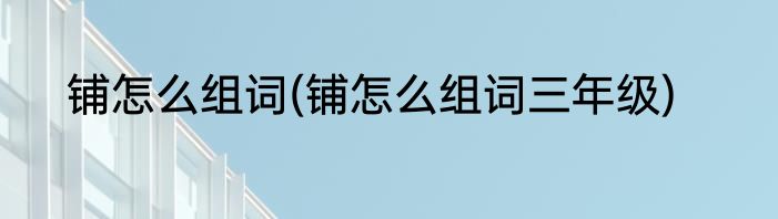 铺怎么组词(铺怎么组词三年级)