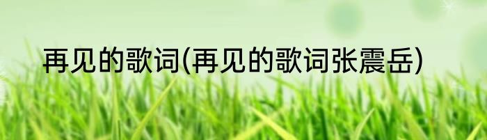 再见的歌词(再见的歌词张震岳)