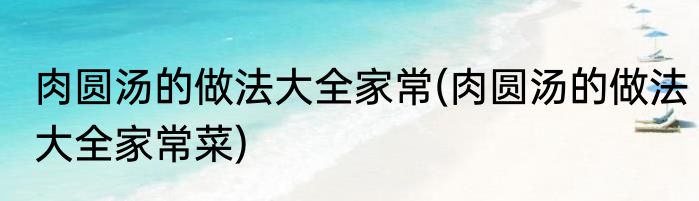 肉圆汤的做法大全家常(肉圆汤的做法大全家常菜)