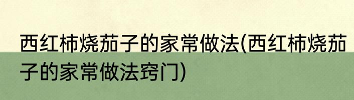 西红柿烧茄子的家常做法(西红柿烧茄子的家常做法窍门)