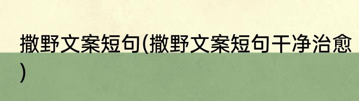 撒野文案短句(撒野文案短句干净治愈)