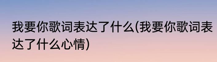 我要你歌词表达了什么(我要你歌词表达了什么心情)