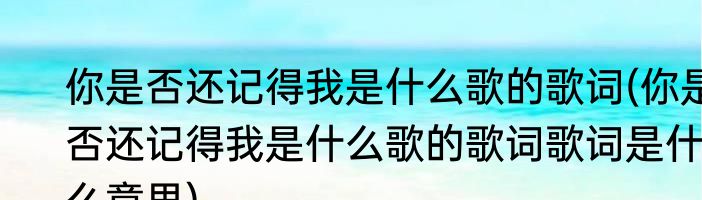 你是否还记得我是什么歌的歌词(你是否还记得我是什么歌的歌词歌词是什么意思)