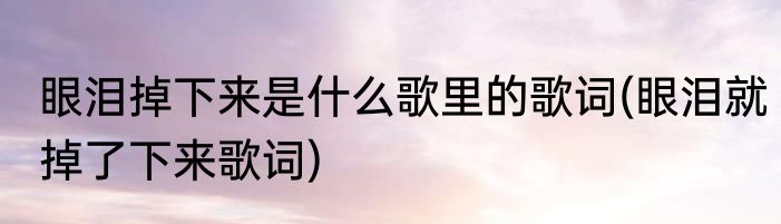 眼泪掉下来是什么歌里的歌词(眼泪就掉了下来歌词)