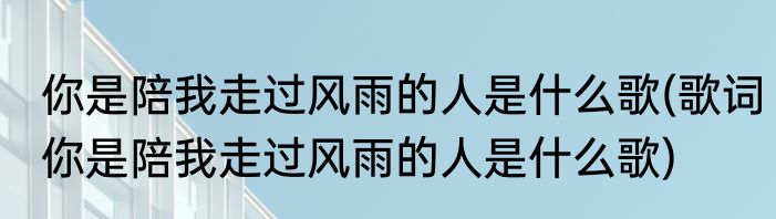 你是陪我走过风雨的人是什么歌(歌词你是陪我走过风雨的人是什么歌)