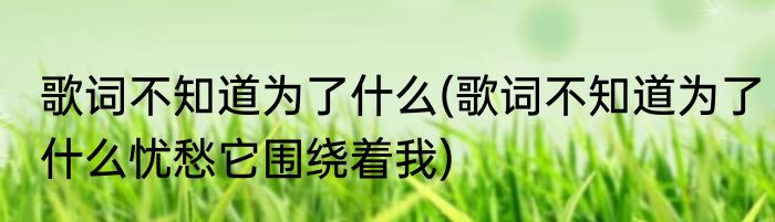 歌词不知道为了什么(歌词不知道为了什么忧愁它围绕着我)