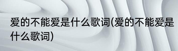 爱的不能爱是什么歌词(爱的不能爱是什么歌词)