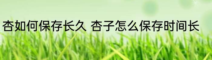 杏如何保存长久 杏子怎么保存时间长