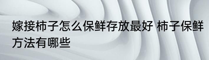 嫁接柿子怎么保鲜存放最好 柿子保鲜方法有哪些