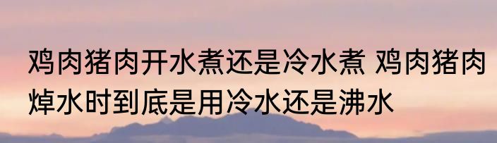 鸡肉猪肉开水煮还是冷水煮 鸡肉猪肉焯水时到底是用冷水还是沸水