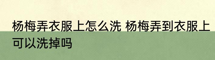 杨梅弄衣服上怎么洗 杨梅弄到衣服上可以洗掉吗