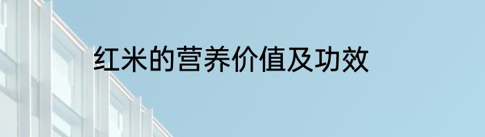 红米的营养价值及功效