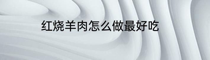 红烧羊肉怎么做最好吃