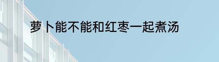 萝卜能不能和红枣一起煮汤