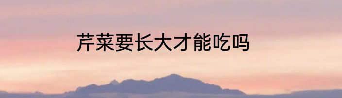 芹菜要长大才能吃吗