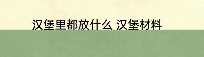 汉堡里都放什么 汉堡材料