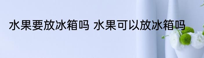 水果要放冰箱吗 水果可以放冰箱吗