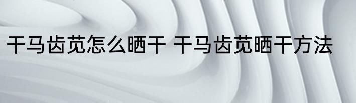 干马齿苋怎么晒干 干马齿苋晒干方法