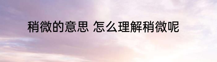 稍微的意思 怎么理解稍微呢