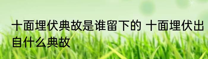 十面埋伏典故是谁留下的 十面埋伏出自什么典故