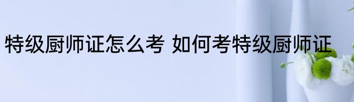 特级厨师证怎么考 如何考特级厨师证