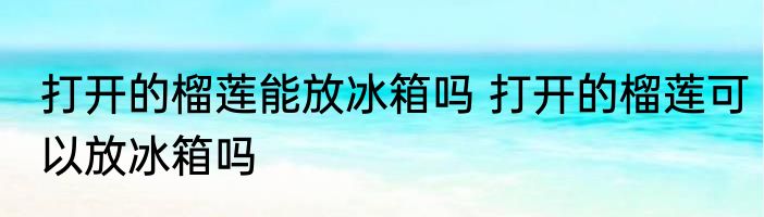 打开的榴莲能放冰箱吗 打开的榴莲可以放冰箱吗