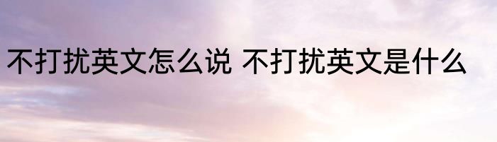 不打扰英文怎么说 不打扰英文是什么