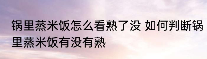 锅里蒸米饭怎么看熟了没 如何判断锅里蒸米饭有没有熟