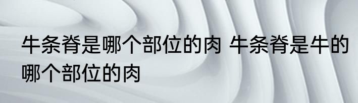 牛条脊是哪个部位的肉 牛条脊是牛的哪个部位的肉