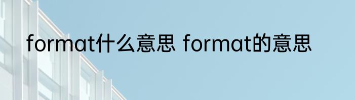 format什么意思 format的意思