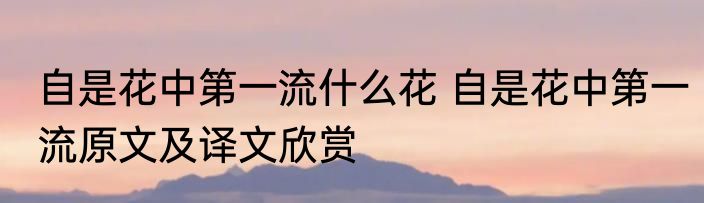 自是花中第一流什么花 自是花中第一流原文及译文欣赏