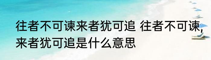 往者不可谏来者犹可追 往者不可谏,来者犹可追是什么意思