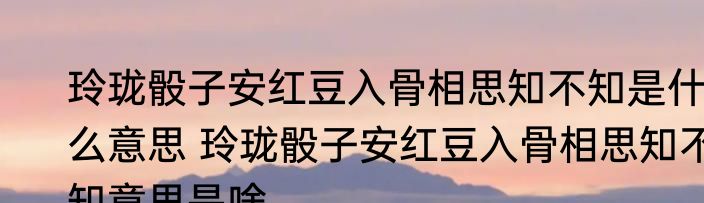 玲珑骰子安红豆入骨相思知不知是什么意思 玲珑骰子安红豆入骨相思知不知意思是啥