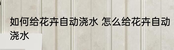 如何给花卉自动浇水 怎么给花卉自动浇水