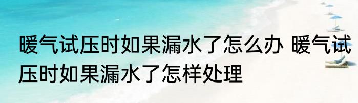 暖气试压时如果漏水了怎么办 暖气试压时如果漏水了怎样处理
