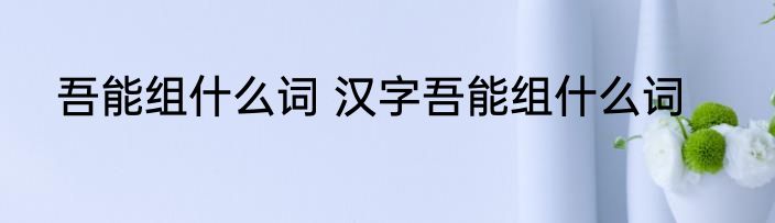 吾能组什么词 汉字吾能组什么词