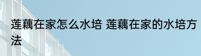 莲藕在家怎么水培 莲藕在家的水培方法